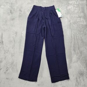 NEW Vintage Danielle B‎ Dress Pants Womens 10 Blue Crepe Pull On Pleated Relaxed